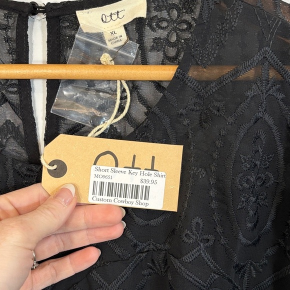 Ott Black Boxy Blouse with Short Sleeves NWT - Picture 3 of 4